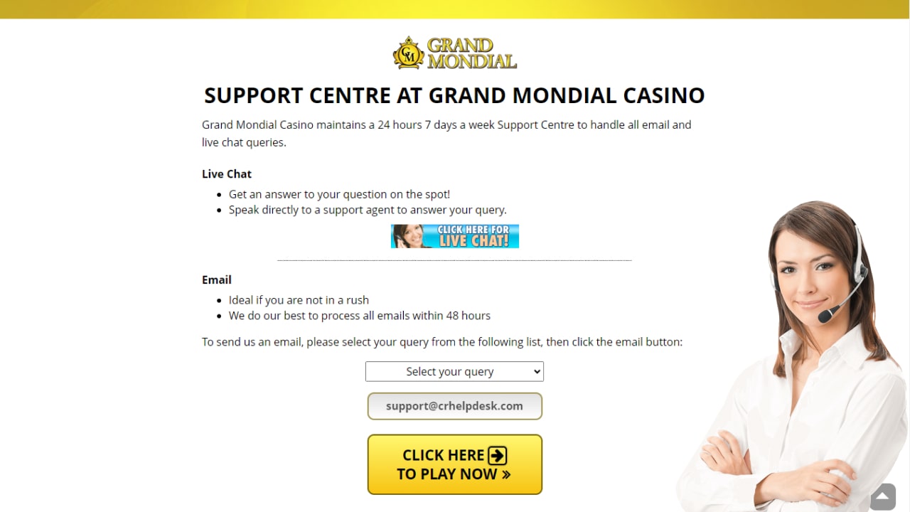 Grand mondial casino customer support